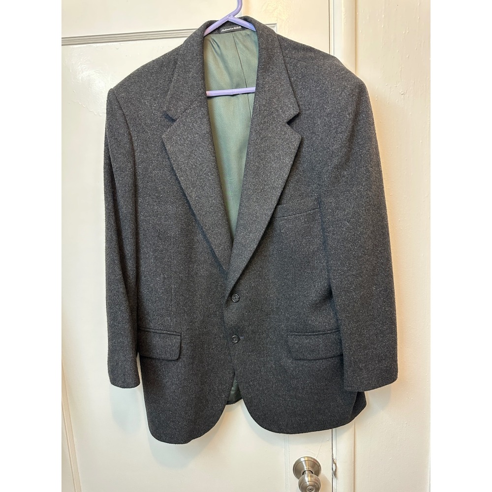 Club Room Mens 44R Blazer Charcoal Gray 100% Camel Hair Sport Coat Tailored USA